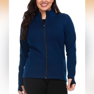 Merino Wool Blue Full-Zip Jacket